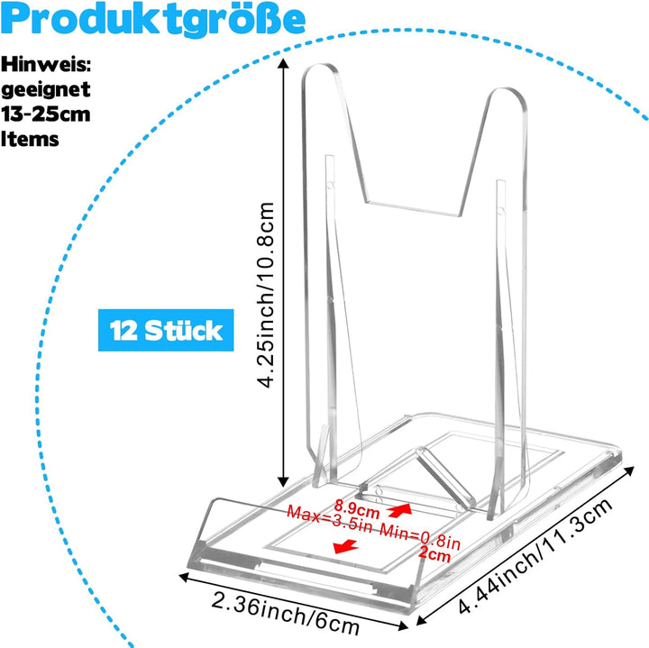 12 Stück Acryl Ständer Verstellbar Dekotellerhalter Tellerständer 6.5*5*5.5 CM Dekorativer Aufstelle