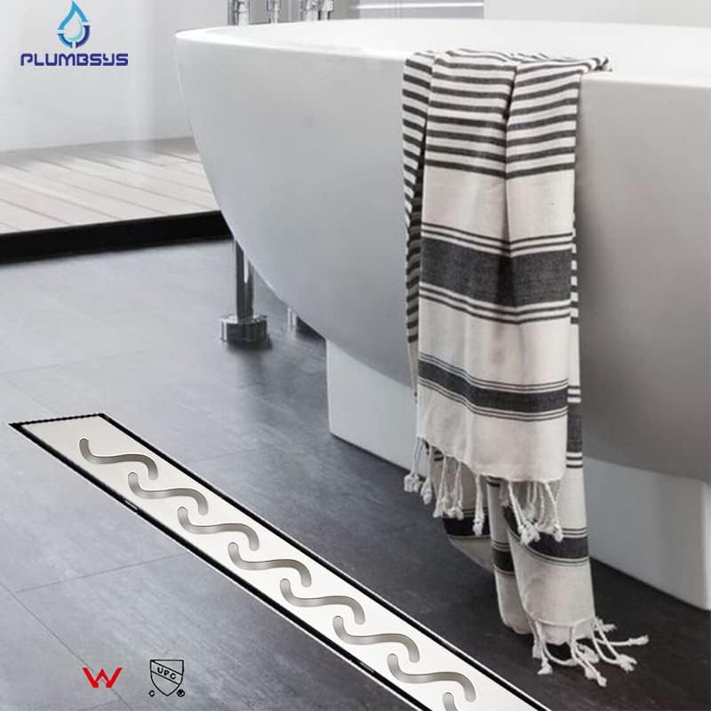 Duschrinne Edelstahl Länge 50cm ， S type Ablaufrinne für Badezimmer，Duschablauf Siphon mit Geruchsst