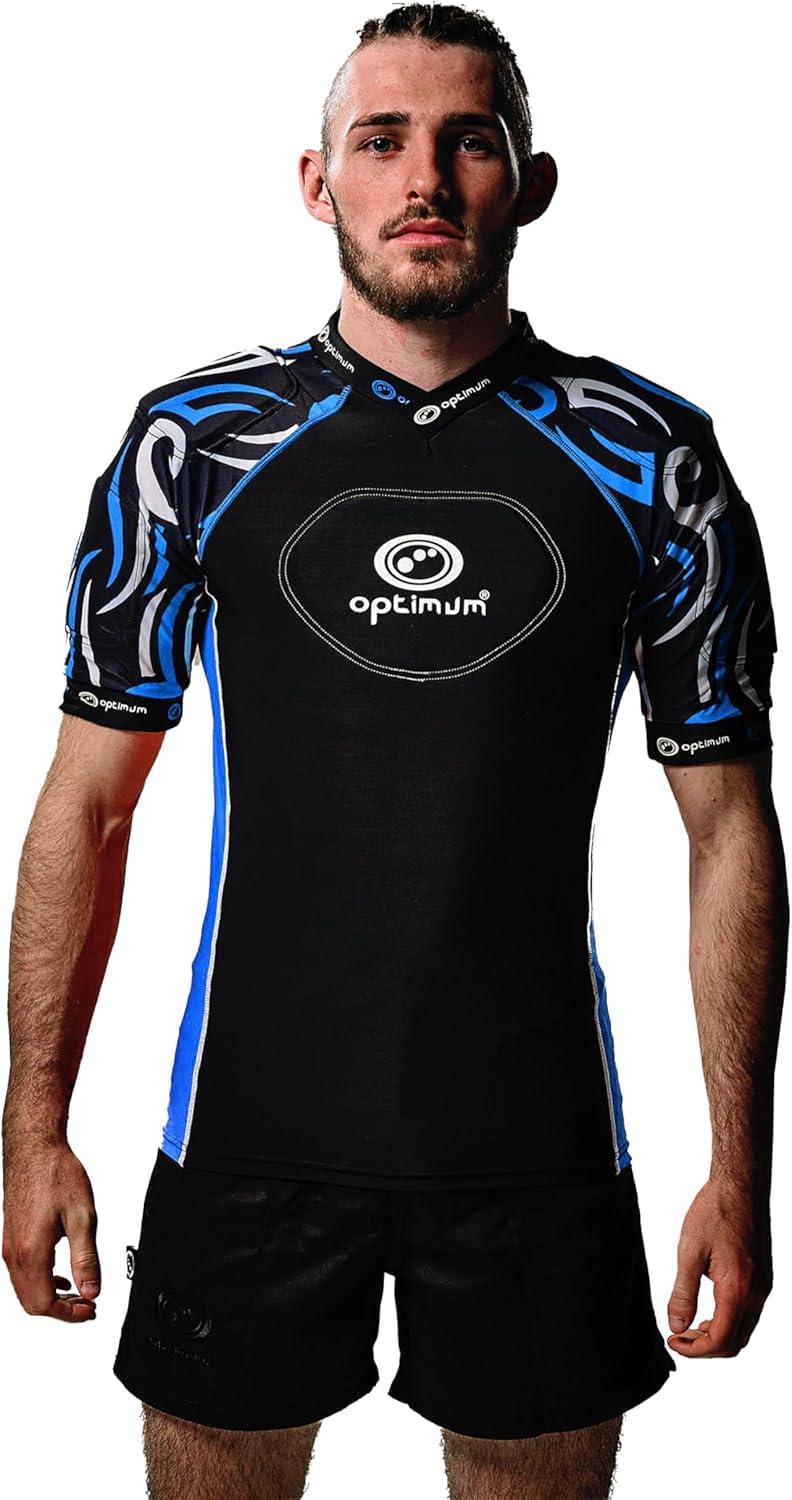Optimum Razor Rugby Oberteil mit Schulterschutz Black/Silver Mini Junior, Black/Silver Mini Junior