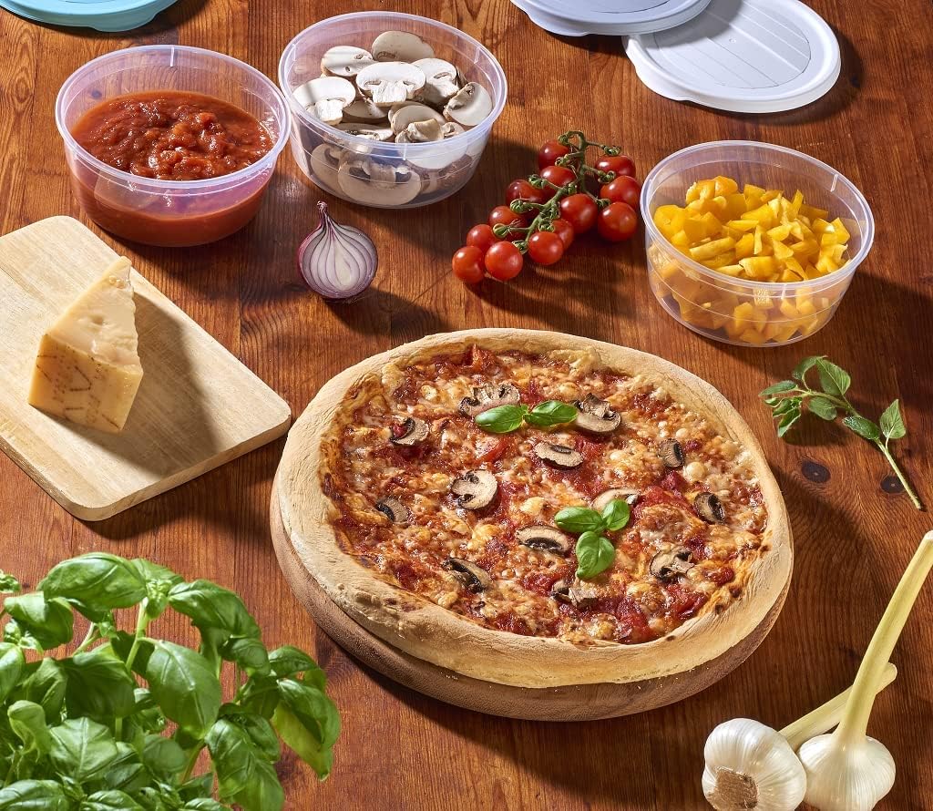 RoyalFay Pizzaballenbox Piccolo 10 Stück mit Deckel granit Mealprepbox Pizzateigballen Zutatenbehält