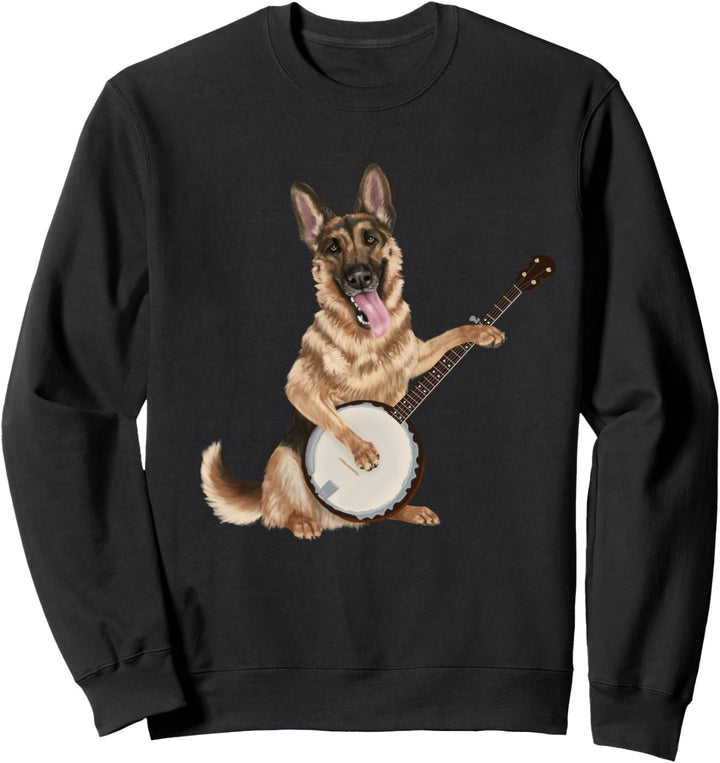 Hund spielt das Banjo - Deutscher Schäferhund Sweatshirt