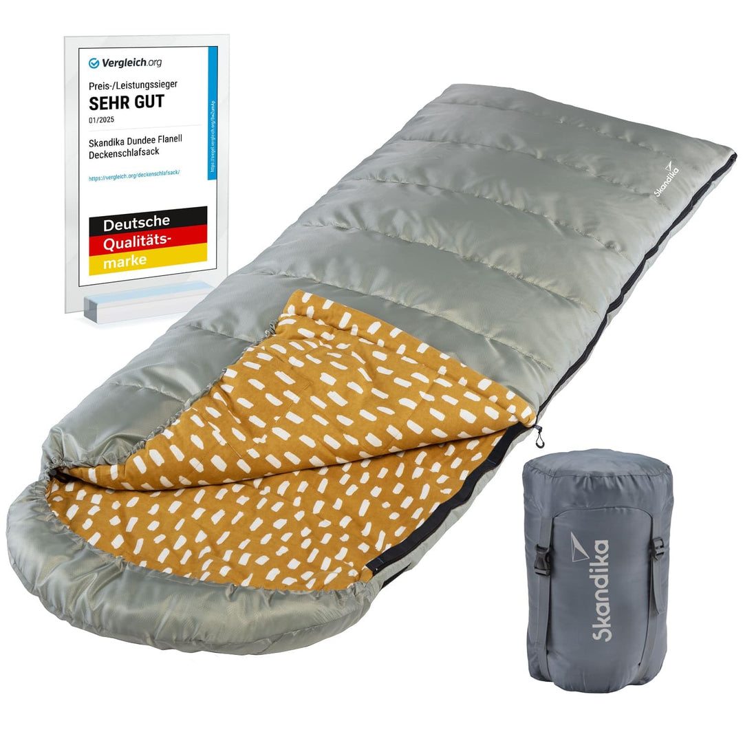 Skandika Deckenschlafsack Dundee Flanell | Baumwolle, Luxus-Qualität, koppelbar, Doppelschlafsack, 3