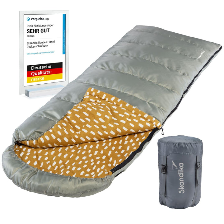 Skandika Deckenschlafsack Dundee Flanell | Baumwolle, Luxus-Qualität, koppelbar, Doppelschlafsack, 3
