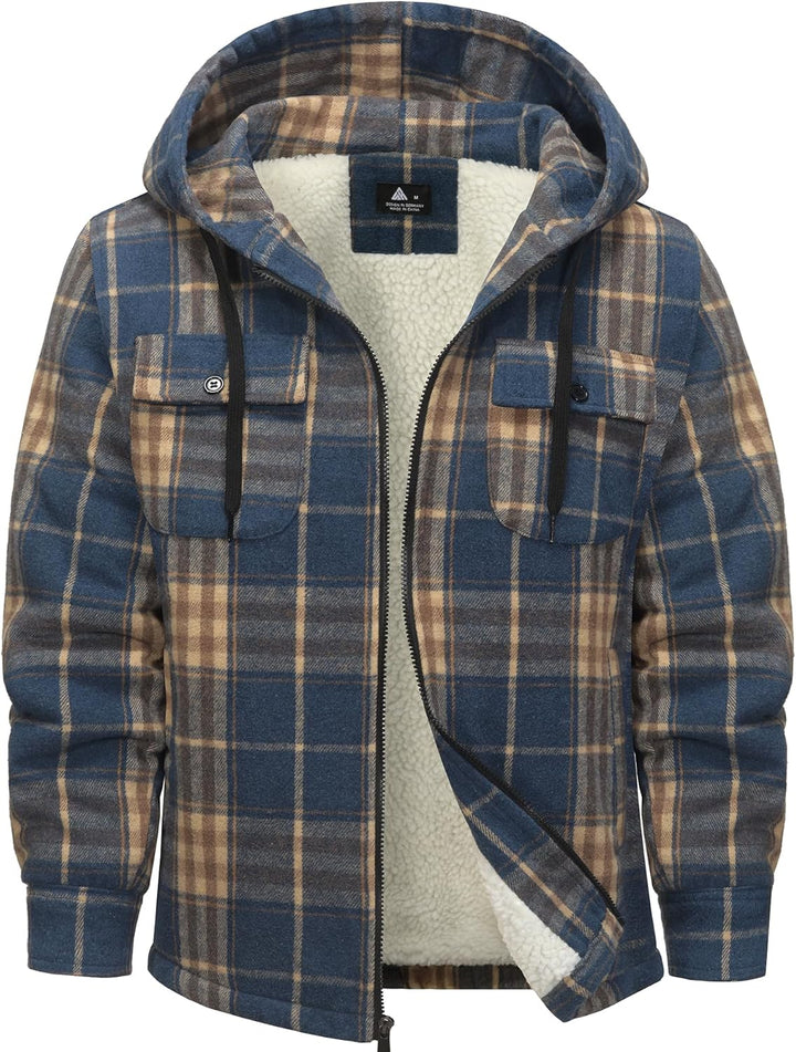 SwissWell Herren Hemdjacke Verdicken Kariertes mit Zipper Flanelljacke Plüschfutter Freizeit Gefütte