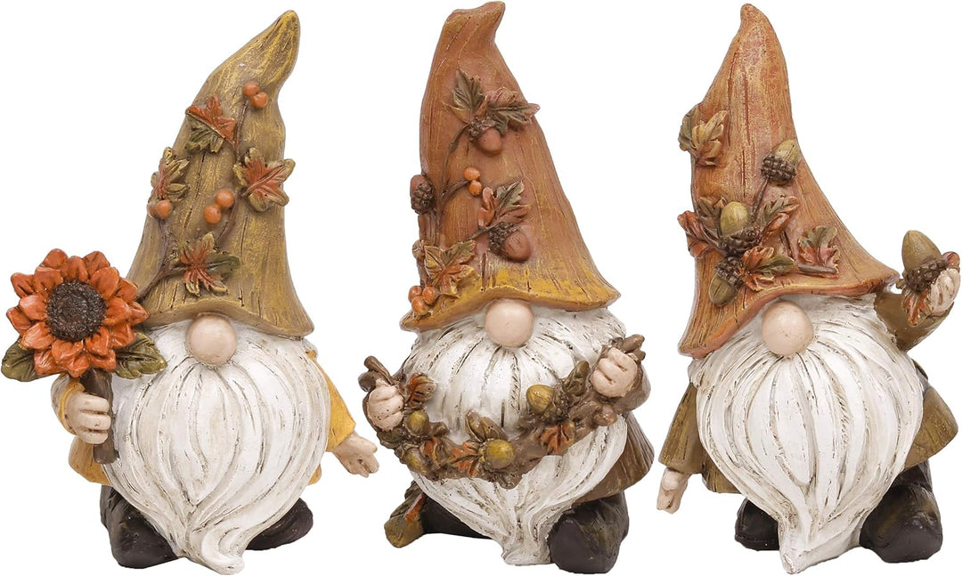 Valery Madelyn 3er Herbstdeko Figuren Kunstharz Zwerge Gartendeko,10cm Gartenzwerge für Herbst Deko