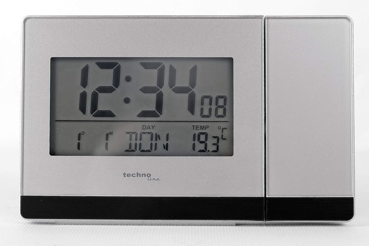 Technoline WT 538 Touchsensor Funk-Projektionswecker, Plastik, silber-anthrazit, 15 x 4 x 9 cm, Silb