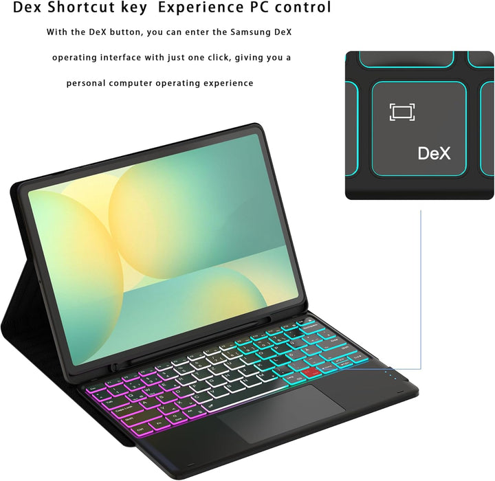 für Samsung Tablet S10 FE+ Plus Tastatur QWERTZ Deutsches : DEX-Modus mit einem Klick, 2 drahtlose K