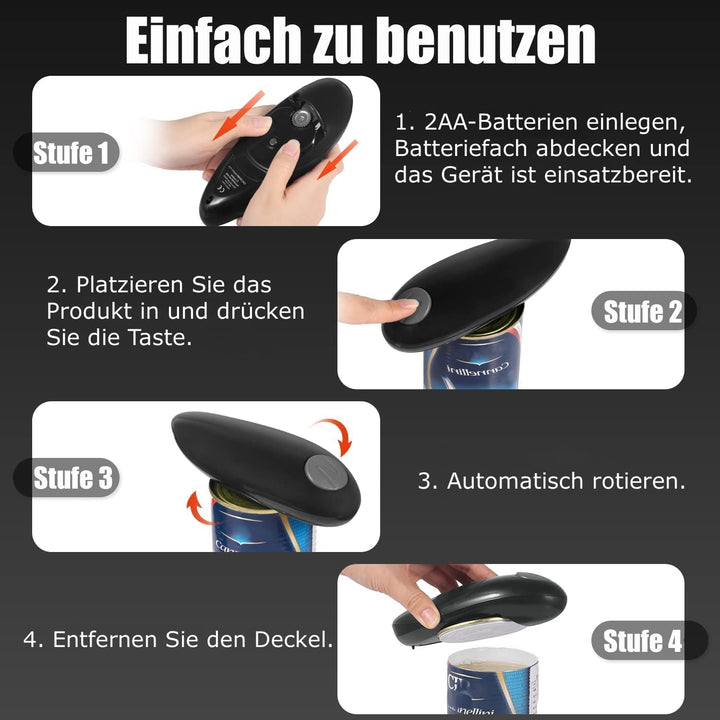 Dosenöffner, Elektrischer Dosenöffner für die Küche, zum schnellen und sicheren Öffnen runder Konser