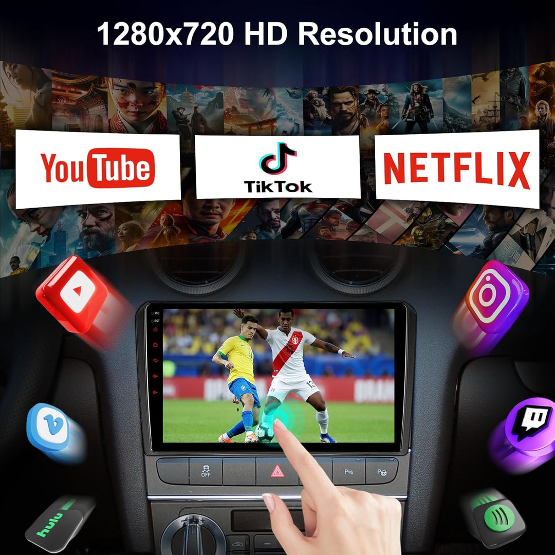 Android Autoradio mit Navi Bildschirm Wireless Carplay Android Auto für Audi A3 S3 RS3 2003-2012, 9