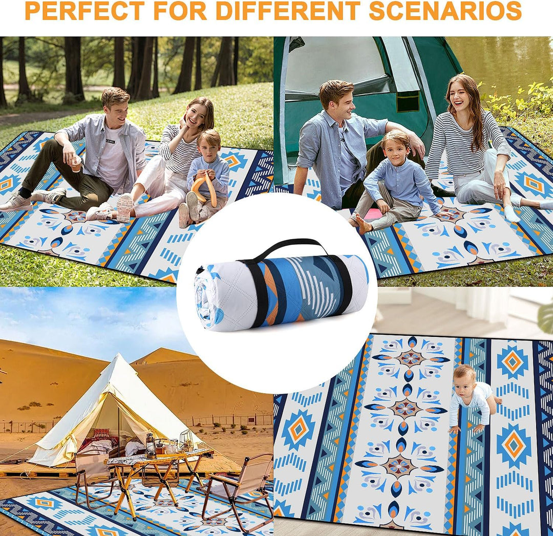 EXTSUD Outdoor Picknickdecke, 200x200cm Camping Picknick Matte Feuchtigkeit Pad Meeres-Herz Tragbare