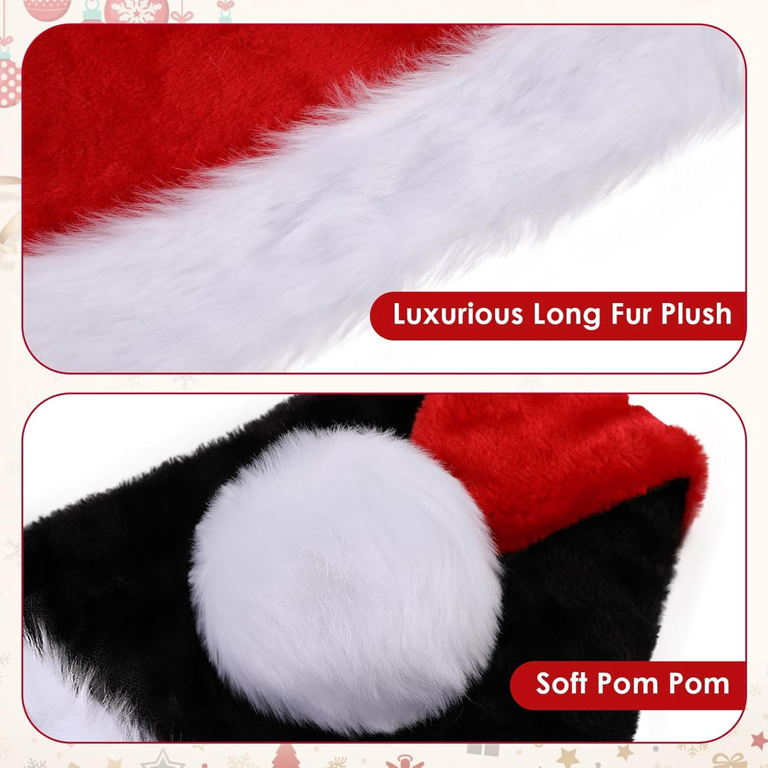 Weihnachtsmütze Verlängerte Erwachsene mit Streifen,Plüsch Weihnachtsmütze für Herren und Damen, San