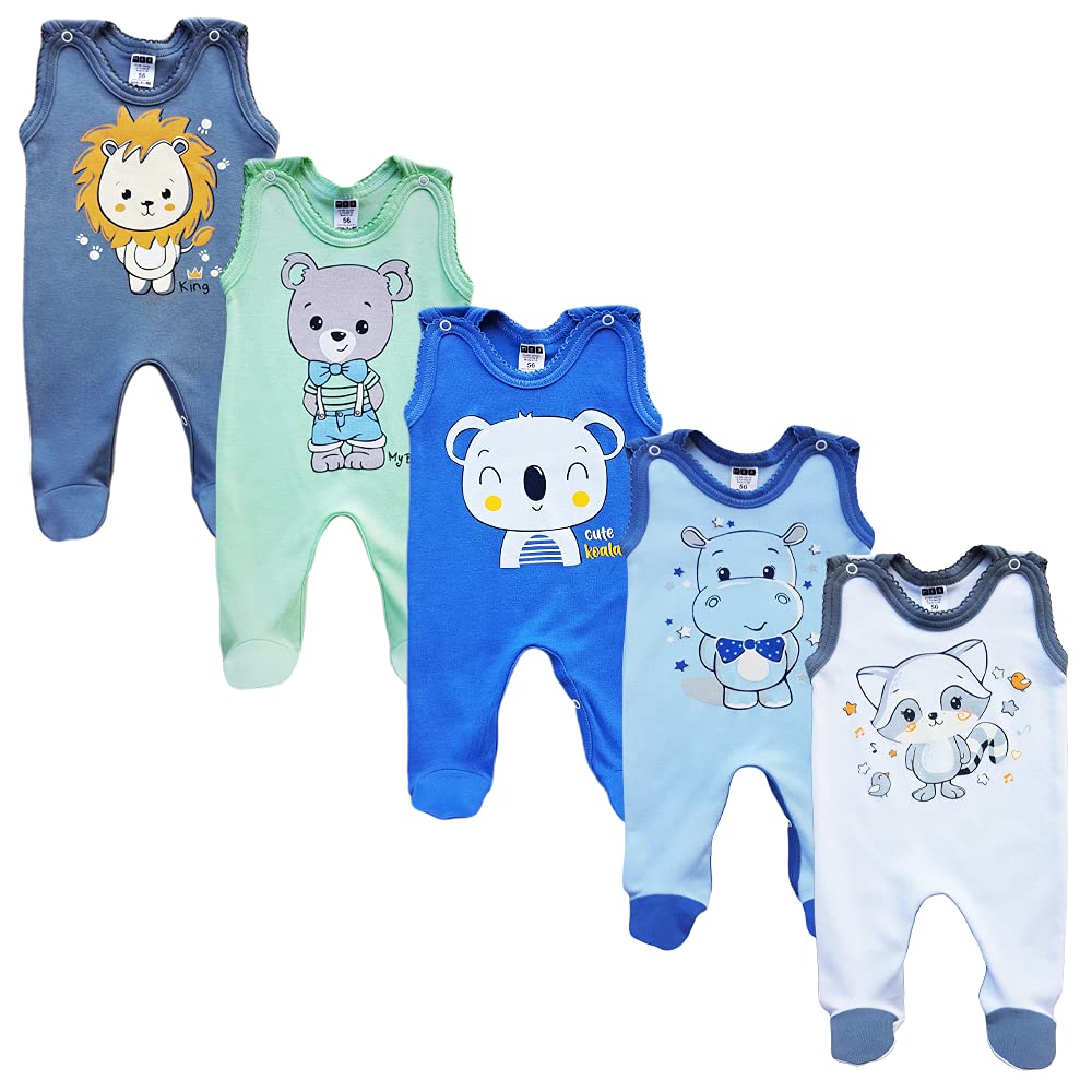 Unisex Baby Strampler mit Aufdruck aus 100% Baumwolle im 5er Pack. Baby Strampler für Mädchen Baby S