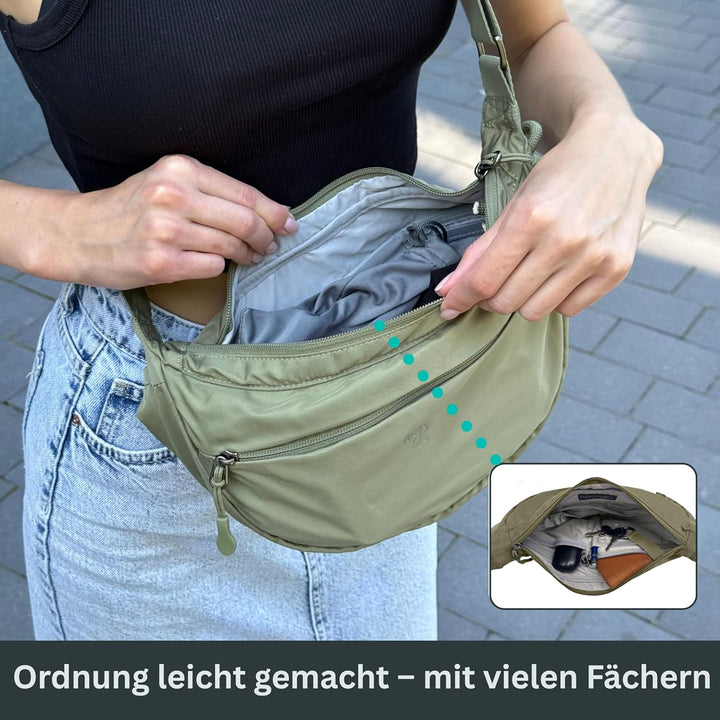 FUCHS & REBELL® Moon Bag BELA - Smart & Nachhaltig – Fahrrad Crossbody Tasche mit 3-Punkt-Gurt-Syste