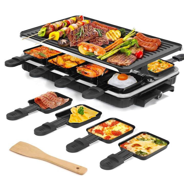 Raclette Grill Tischgrill Indoor Grill Koreanischer BBQ Grill 2 in 1 Elektrische Grillplatte Antihaf