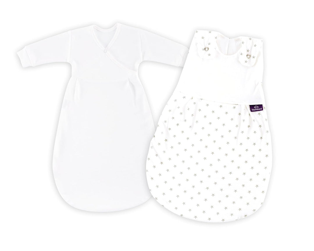 Träumeland S0101451 Babyschlafsack LIEBMICH 2 teilig Set Sternchen grau, Grösse 44, mehrfarbig