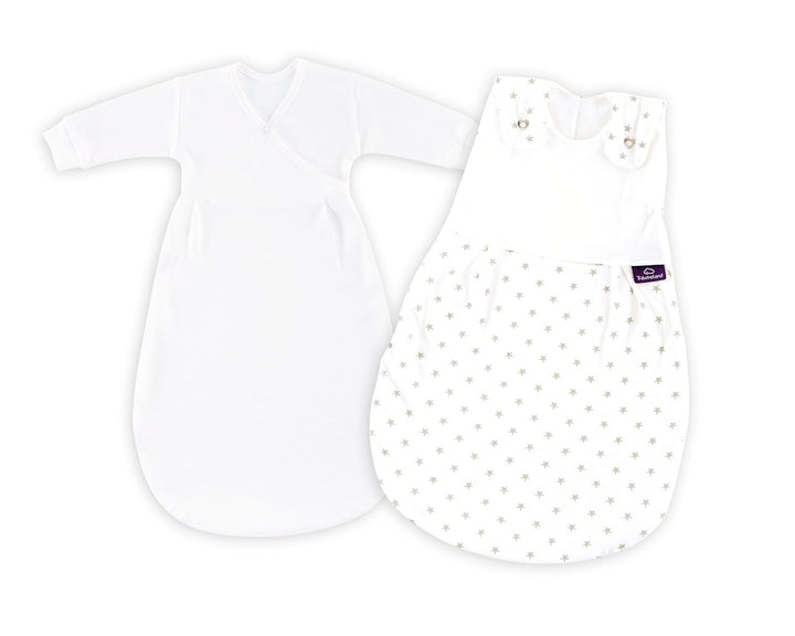 Träumeland S0101451 Babyschlafsack LIEBMICH 2 teilig Set Sternchen grau, Grösse 44, mehrfarbig
