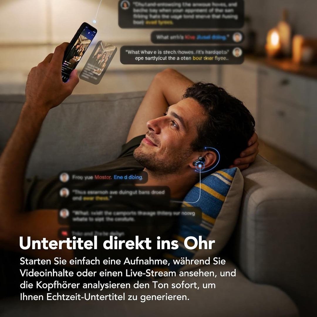 MINISO MS105 AI Kopfhörer Übersetzer, 3-in-1 Übersetzungskopfhörer in Echtzeit mit KI-Übersetzungsfu