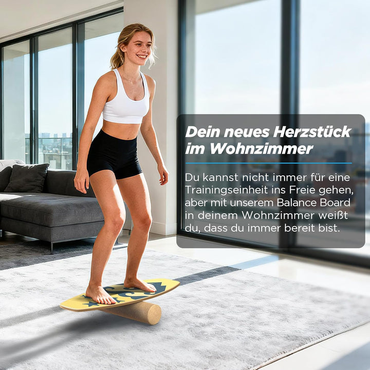Balance Board für Erwachsene, Gleichgewichtstrainer & Stabilitätstrainer Holz Balance Board, Allroun