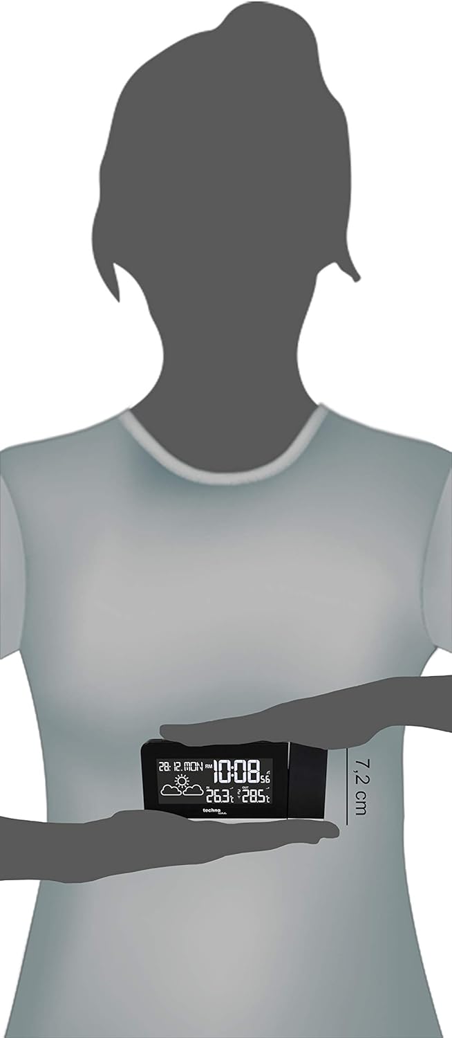 Technoline Projektionswecker WT 539 mit Funkuhr, Innen- /Aussentemperaturanzeige, Wettervorhersage u