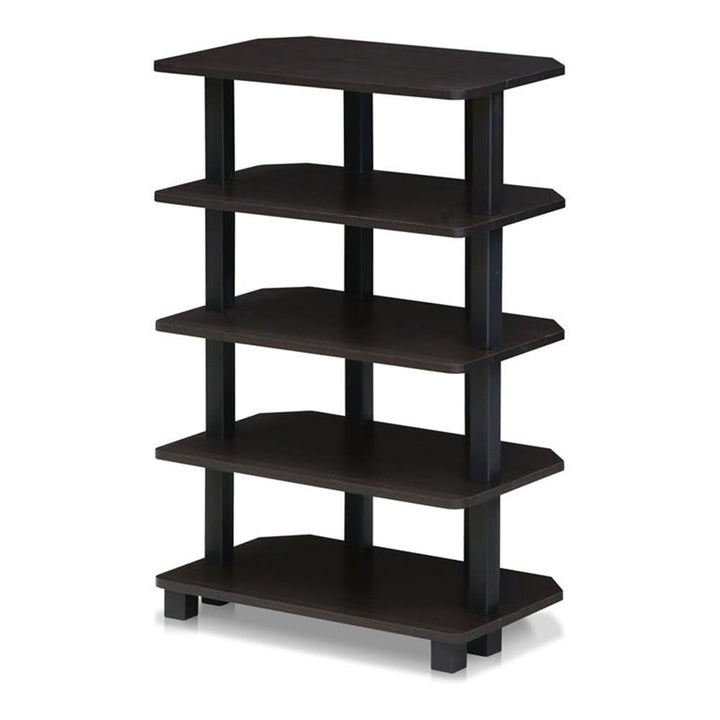 Furinno Eckregal mit 5 Ablageflächen, Espresso/Schwarz, 29.49 x 47.98 x 75 cm, Turn-N-Tube
