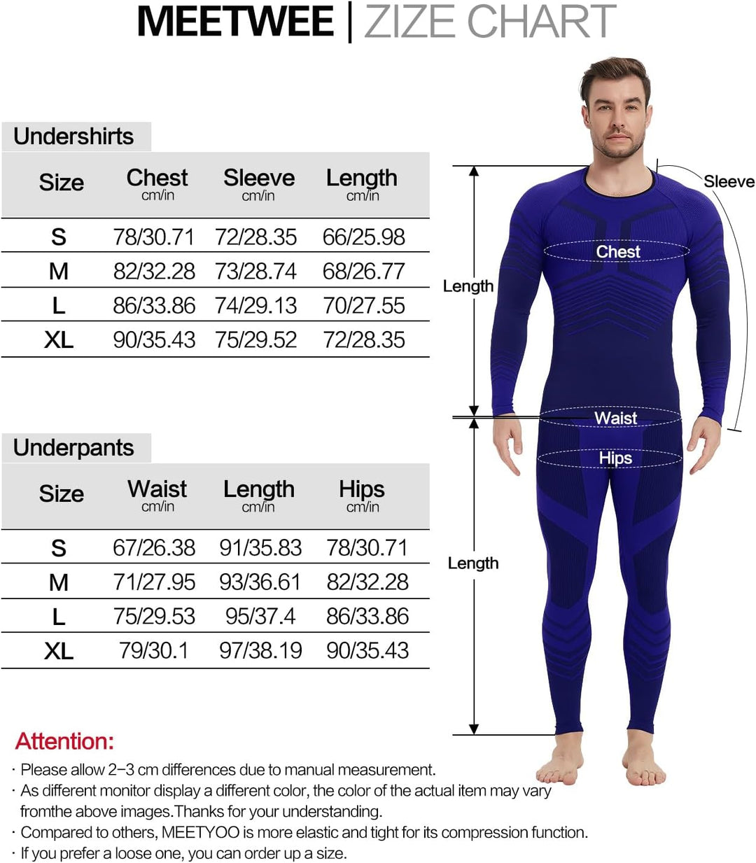 MEETWEE Thermounterwäsche Herren Atmungsaktiv Männer Thermo Funktionswäsche Winter Skiunterwäsche Un
