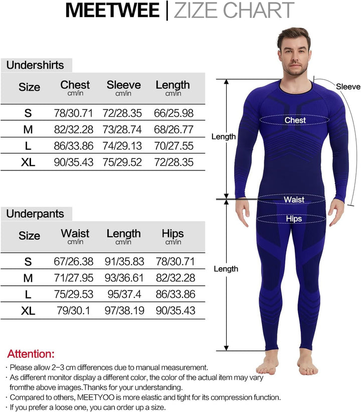 MEETWEE Thermounterwäsche Herren Atmungsaktiv Männer Thermo Funktionswäsche Winter Skiunterwäsche Un