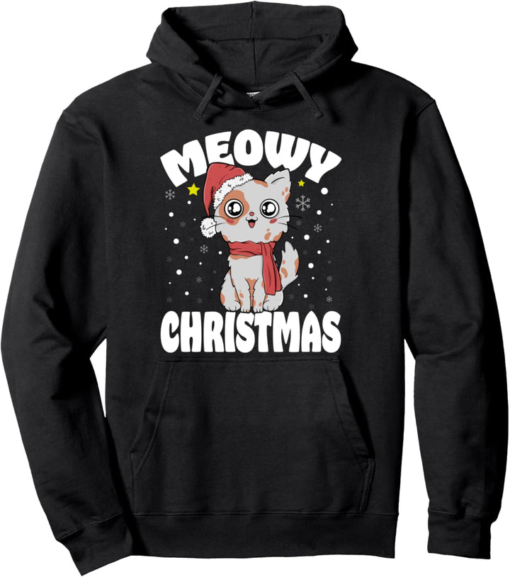 Meowy Christmas Weihnachten - Weihnachts Katze mit Mütze Pullover Hoodie