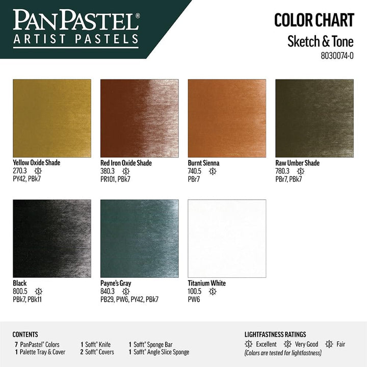 PanPastel Sketch & Tone Ultra Soft Artist Pastell Set, 9 ml, 7 Stück, Pastellfarben, 1 Count (Pack o