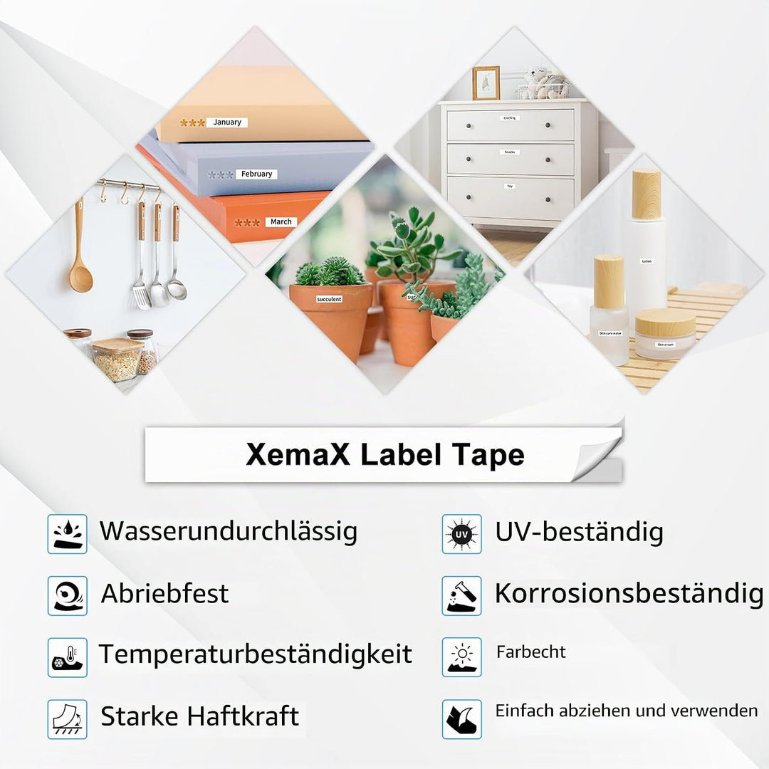 4x XemaX Etikettenband Kompatibel für Brother P-touch Bänder 12mm TZe-131 TZ-131 Schriftbänder Schwa