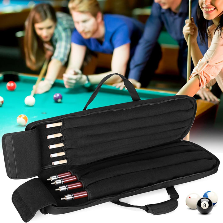 4x5 Pool Queue Koffer, Billard Stick Tragetasche für 4 Kolben und 6 Schäfte, weiche Pool Stick Tasch