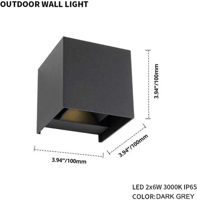 DAWALIGHT Aussenwandleuchte Up Down 12W LED 925lm 3000K Warmweiss IP65 Wasserdicht Wandleuchte Ausse