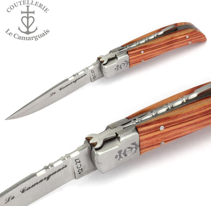Le Camarguais 10 cm Taschenmesser 20008 - Griffschalen Rosenholz - Klinge 9 cm Stahl 12C27-1 Backe