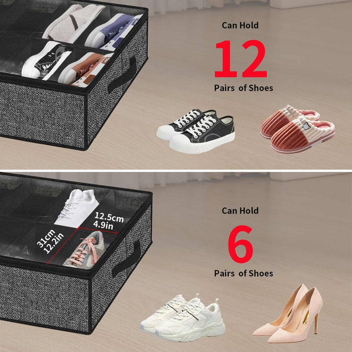 Onlyeasy Stabiles Unterbett-Schuh-Organizer-Set, 2 Stück, passend für insgesamt 24 Paar, Unterbett-S