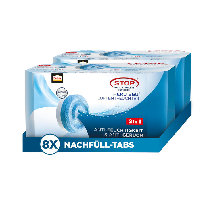 Pattex AERO 360° Neutral Tabs Nachfüllpack 2er-Set (2x 4er-Pack), reduzieren Feuchtigkeit und schlec