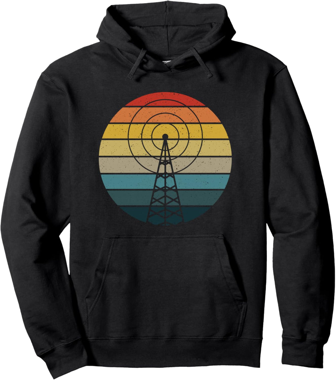 Antenna Retro Sunset HAM Radio - Amateur Radio Operator Gift Pullover Hoodie