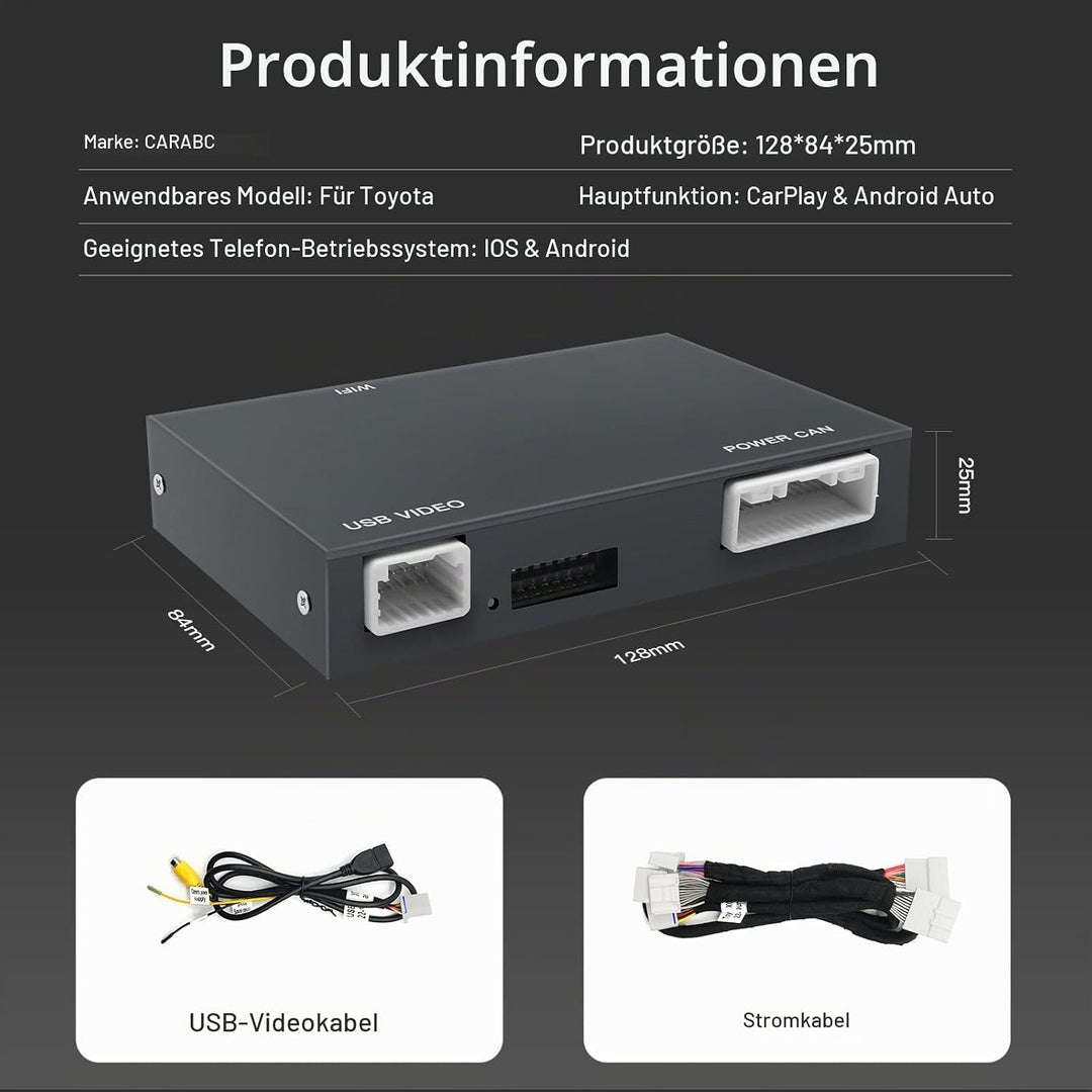 CARabc Wireless Carplay Android Auto Adapter für Toyota mit Entune2.0 2014-2019, Passend für Tundra/