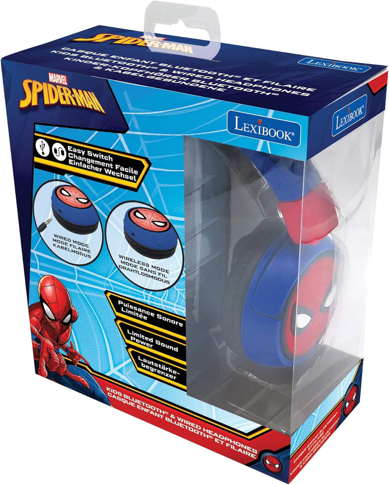 Lexibook HPBT010SP Spiderman 2-in-1-Bluetooth-Kopfhörer für Kinder-Stereo Wireless Wired, Kindersich