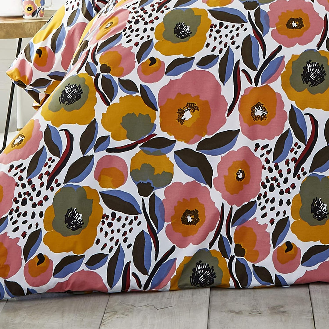 Marimekko - Doppelbett-Bettbezug-Set, Baumwoll-Perkal-Bettwäsche mit passendem Kissenbezug und Knopf