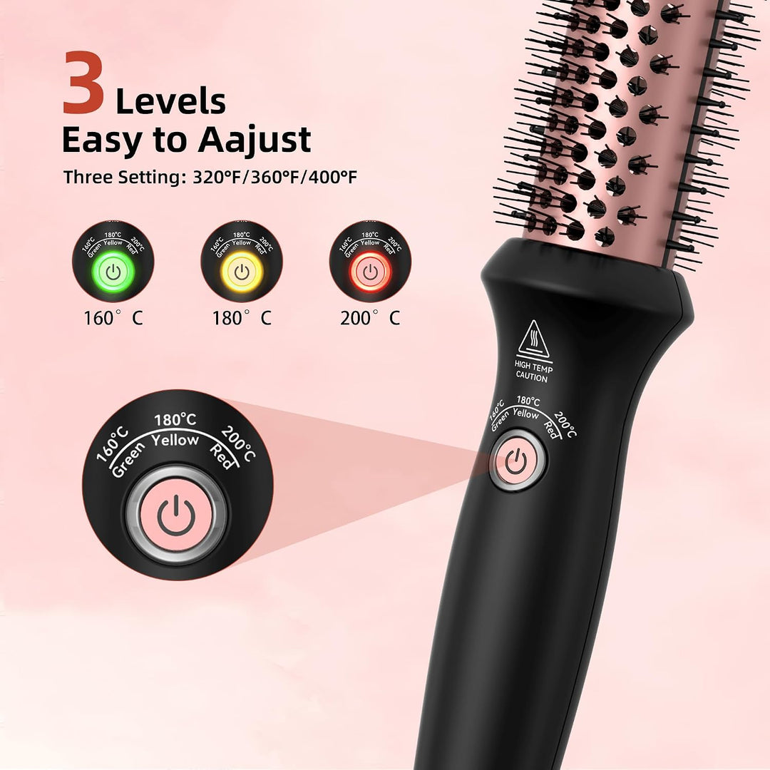 UKLISS Thermobürste 32mm, Thermal Brush LCD-Anzeige [160-200℃], Pro Ionische Thermo Rundbürste, Hot