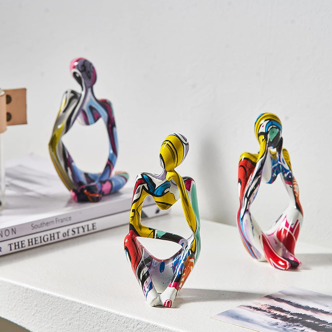 XINXUAN 3 Stück Denker-Statue-Skulpturen, Bürodekoration, kleines Regal, Dekoration, TV-Ständer, Dek