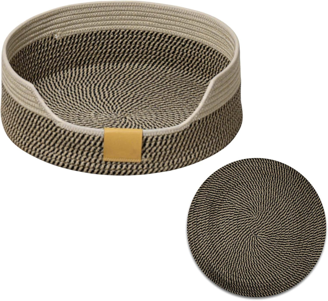 CAPASTEC Gewebtes Katzenbett, 40 cm Durchmesser Faltbarer Korb-Nistplatz, Atmungsaktives Haustier-Li