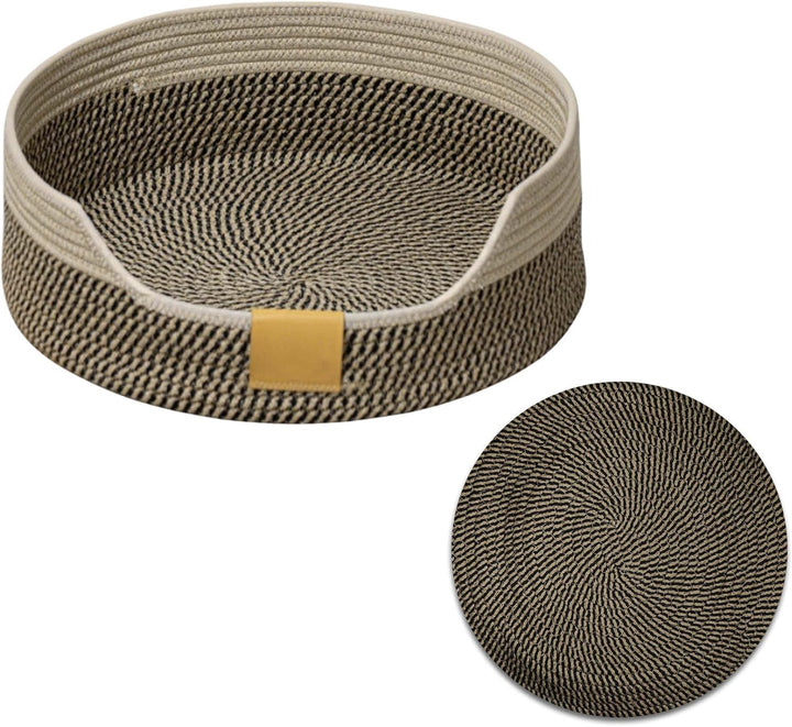CAPASTEC Gewebtes Katzenbett, 40 cm Durchmesser Faltbarer Korb-Nistplatz, Atmungsaktives Haustier-Li