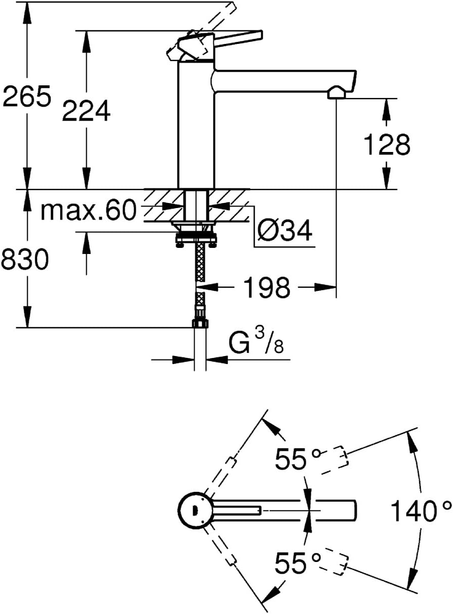 GROHE Concetto Küchenarmatur, mittelhoher Auslauf, Schwenkbereich 140°, Vorfenstermontage 31210001 V