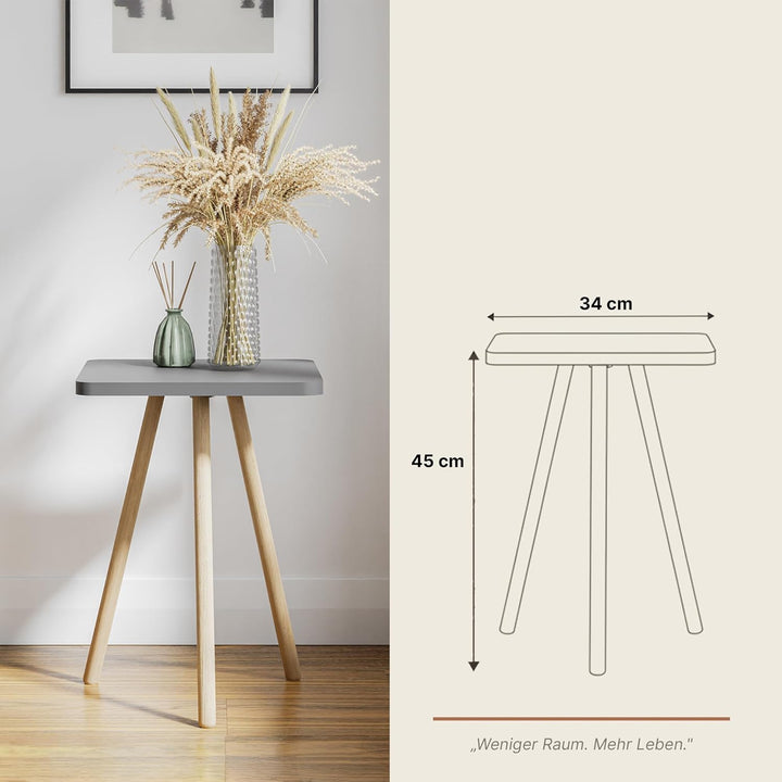 Beistelltisch Anthrazit 34x45 cm Holzbeine Sofatisch Couchtisch Nachttisch Skandinavisch Anthrazit Q