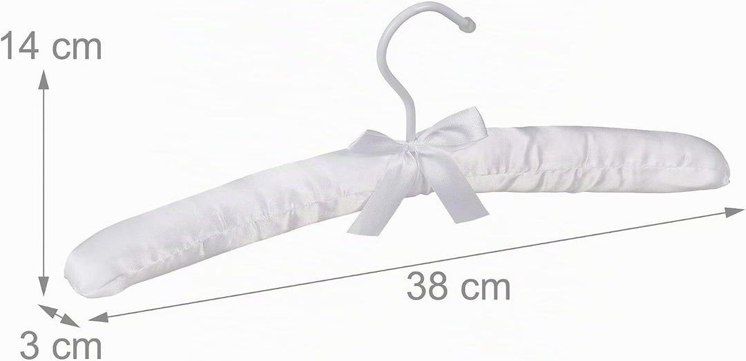 Relaxdays Kleiderbügel Satin, 10er Pack, weich gepolstert, 360° drehbarer Haken, dekorative Schleife