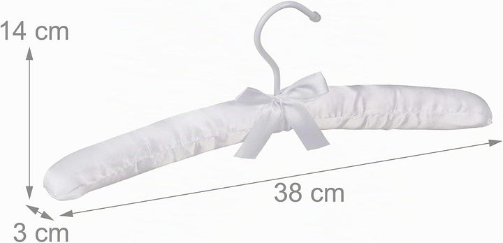 Relaxdays Kleiderbügel Satin, 10er Pack, weich gepolstert, 360° drehbarer Haken, dekorative Schleife