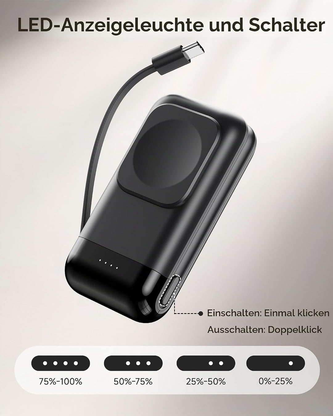 Phelinta 6000mAh Tragbares Ladegerät für Samsung Galaxy Watch 8/8 Classic/Ultra/7/6/6 Classic/5 Pro/