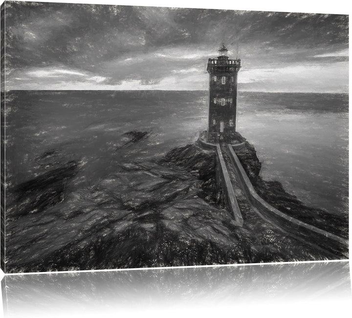 Pixxprint Leuchtturm im Sonnenuntergang als Leinwandbild/Grösse: 100x70 cm/Wandbild/Kunstdruck/ferti