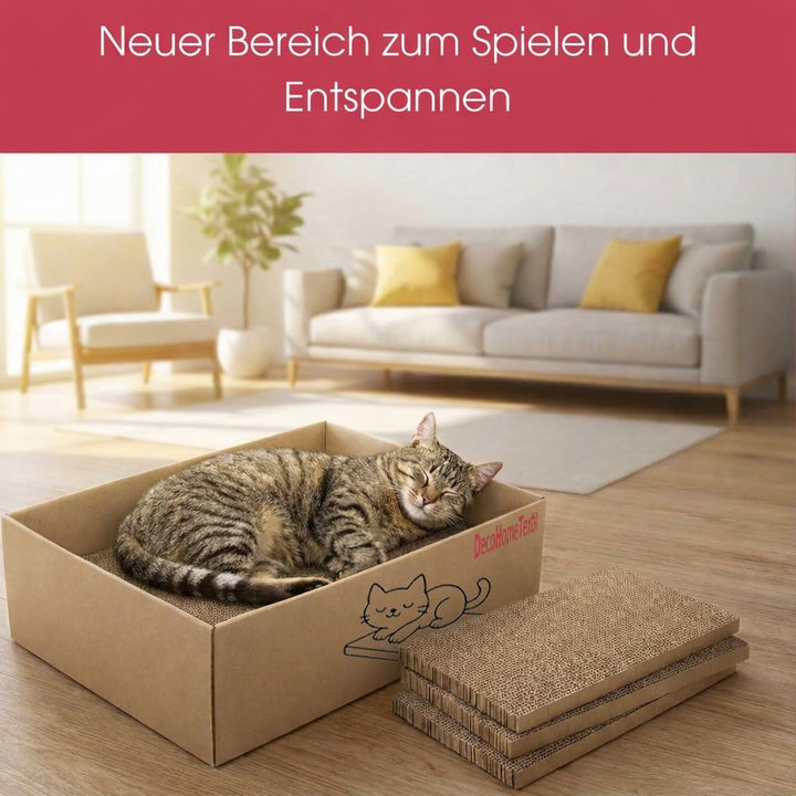 DecoHomeTextil Kratzbrett für Katzen Krallen Kiste mit je 5 Brettern 2X 5er-Set Kratzpappe beidseiti
