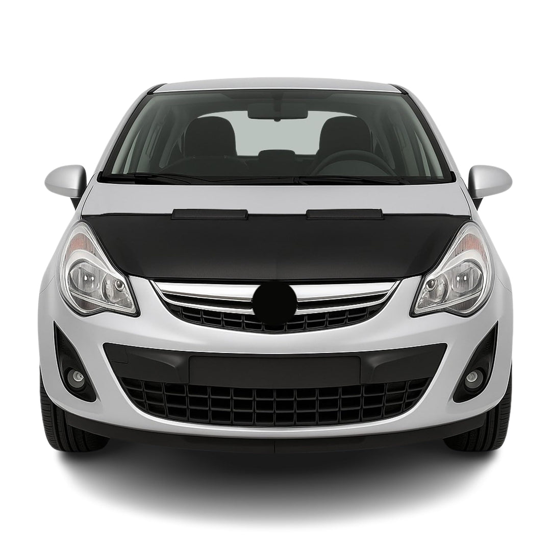 OMAC Haubenbra Steinschlagschutz Bonnet Bra kompatibel mit Opel Corsa D 2006-2014 Schwarz Halb Schwa